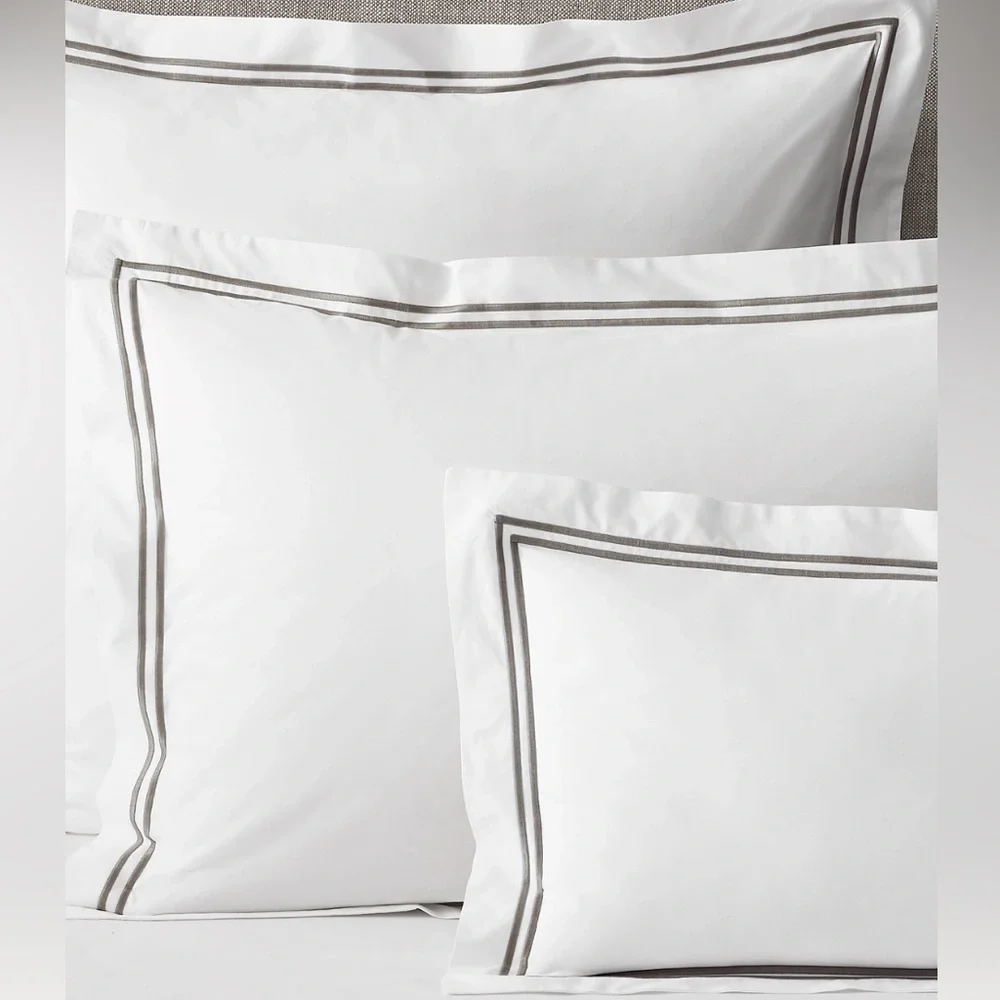 Restoration Hardware Italian White Hotel Satin Stitch Euro shams 🇮🇹🇮🇹🇮🇹